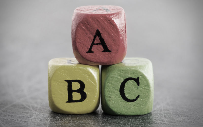 A B C letter blocks